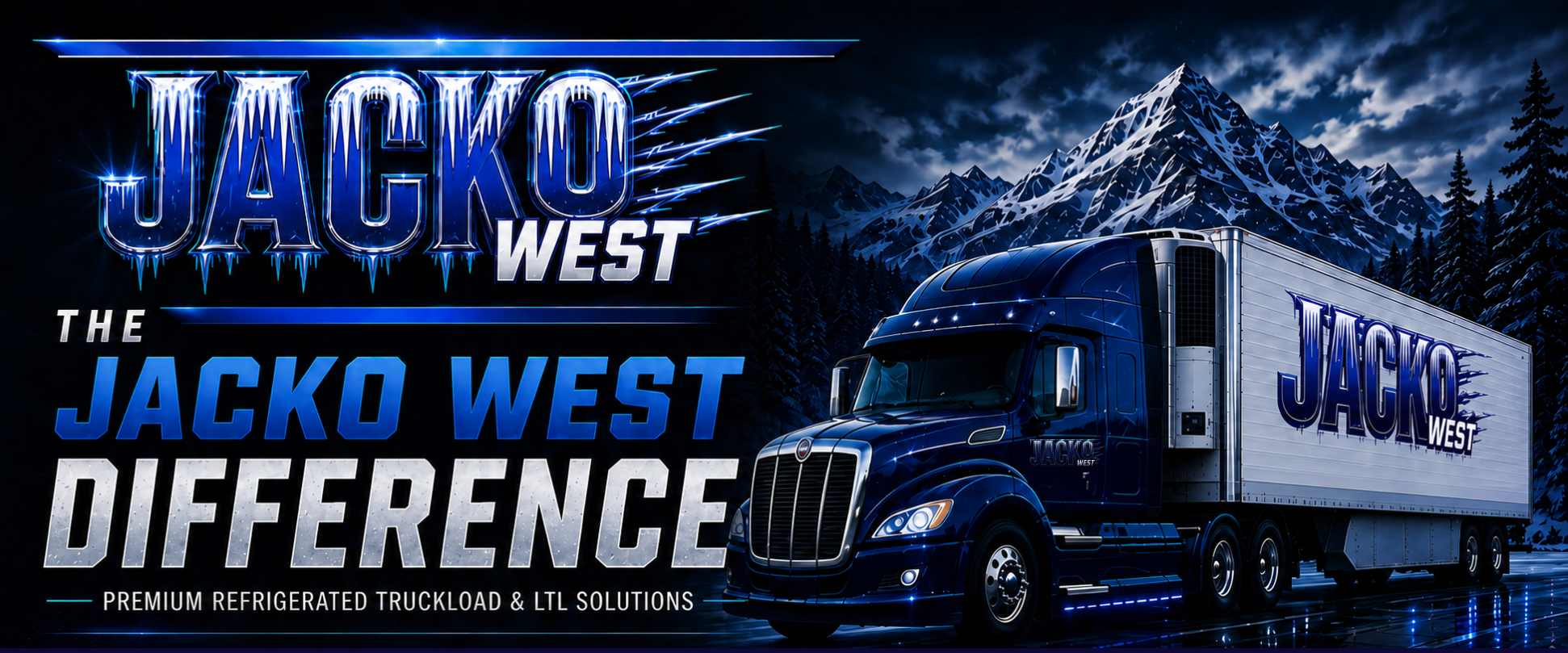 Jacko West refrigerated truck on a mountain road at night